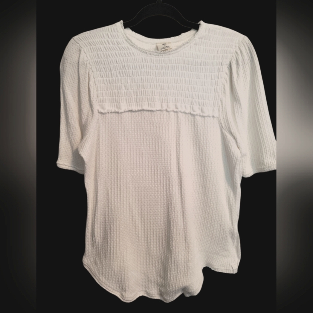 We The Free Free People White Textured Blouse